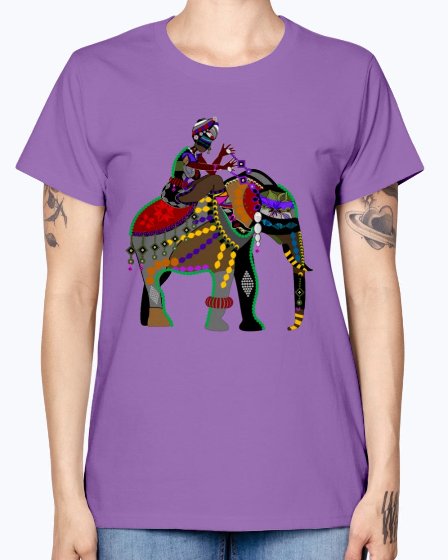 Gildan Ladies Missy T-Shirt  Africa elephant art