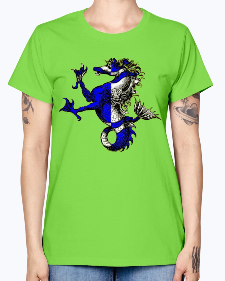 Gildan Ladies Missy T-Shirt Atlantia heraldic seahorse