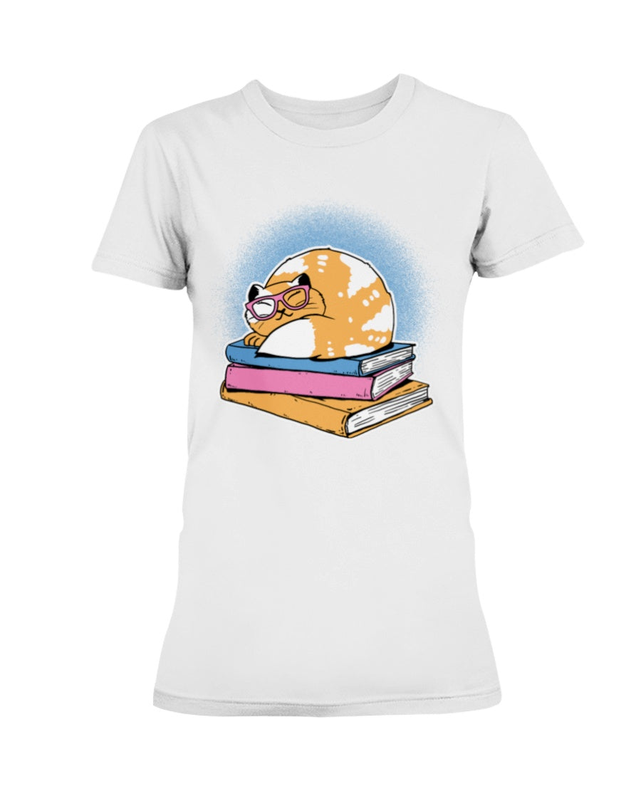 Gildan Ladies Missy T-Shirt Cat and Books