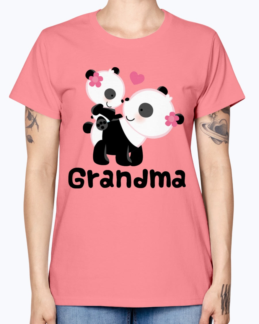 Gildan Ladies Missy T-Shirt. Grandma Gift (Panda) Women's