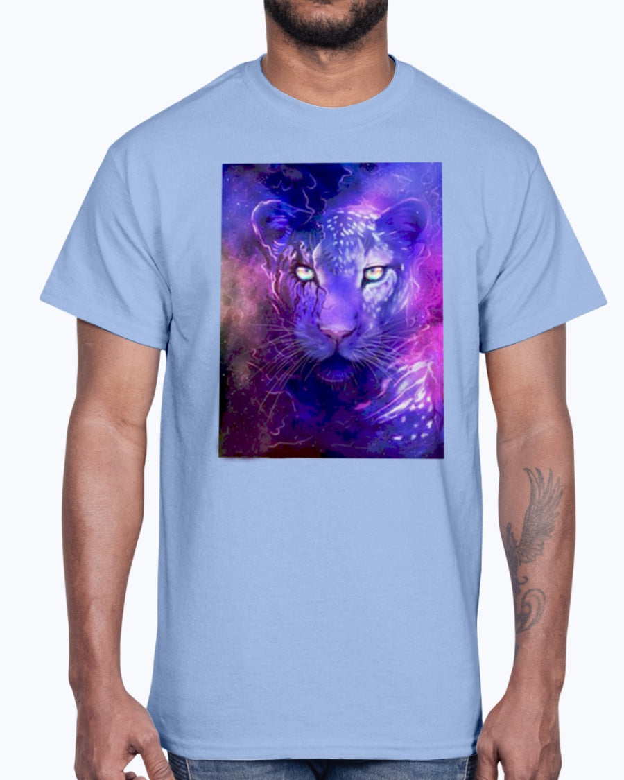 Men's Gildan Ultra Cotton T-Shirt 12 Dark colors   Glowing leopard