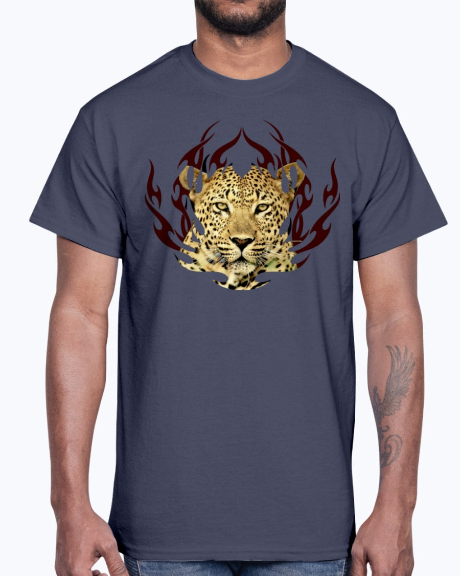 Men's Gildan Ultra Cotton T-Shirt 12 Dark colors.  Leopard