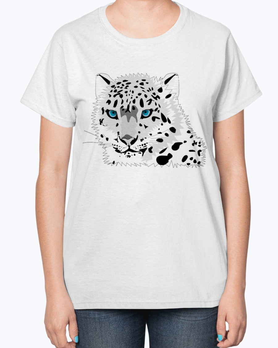 Gildan 2000L Ultra Cotton Ladies T-Shirt 13 colors Dark. Animal snow leopard