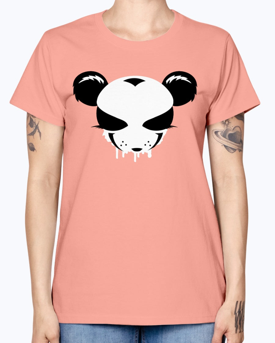 Gildan Ladies Missy T-Shirt . A panda face as a graffiti design