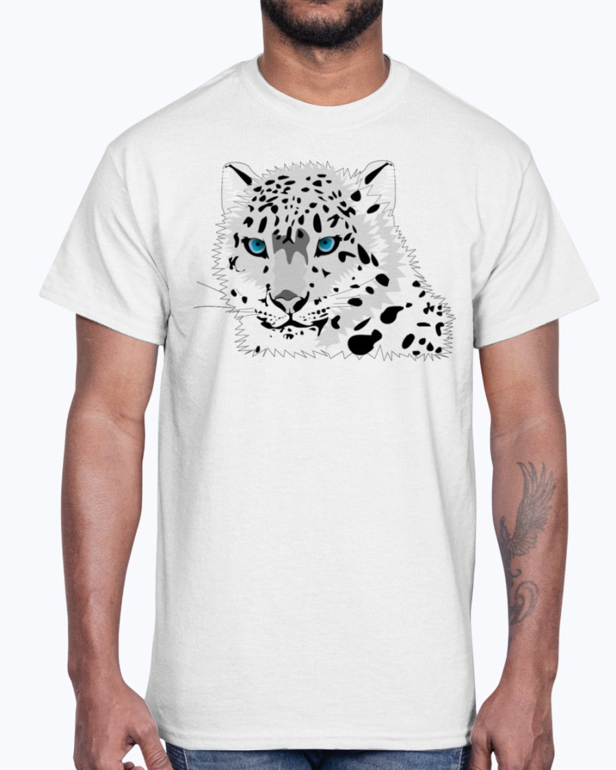 Men's Gildan Ultra Cotton T-Shirt 12 Dark colors   Animal snow leopard
