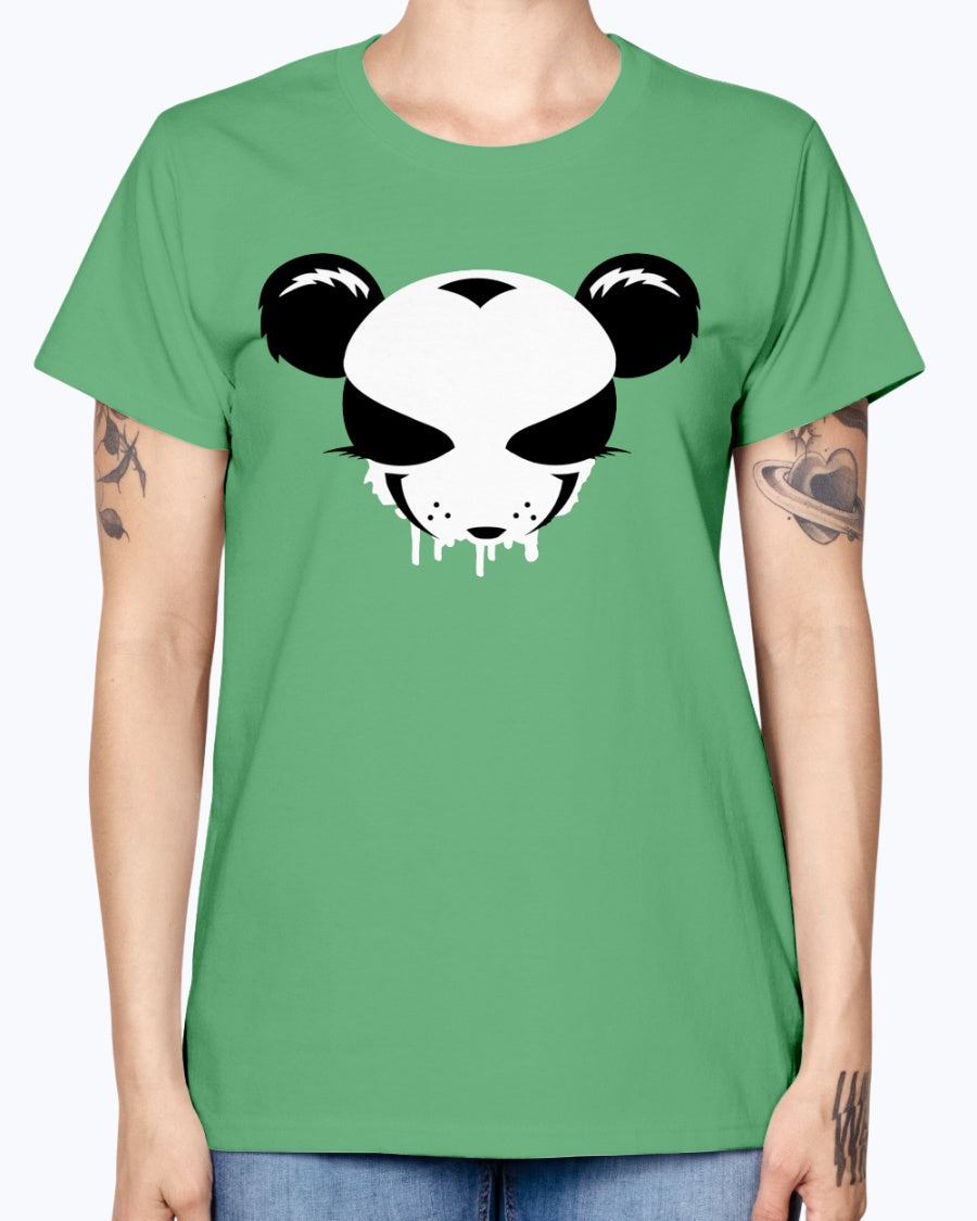 Gildan Ladies Missy T-Shirt . A panda face as a graffiti design