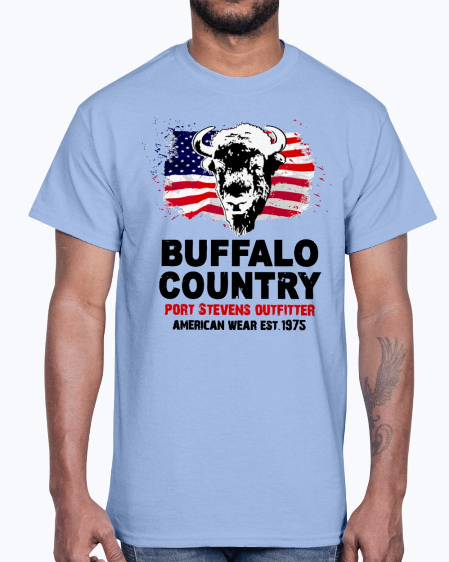 Men's Gildan Ultra Cotton T-Shirt 12 Dark colors  Buffalo Country