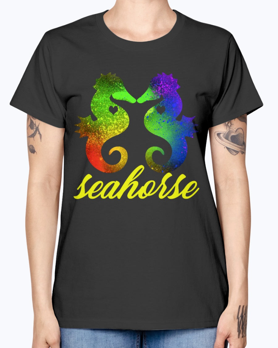 Gildan Ladies Missy T-Shirt   Love Seahorse Shirt