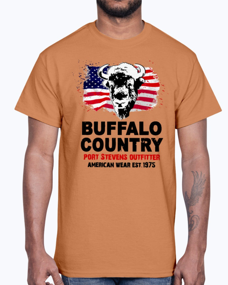 Men's Gildan Ultra Cotton T-Shirt 12 Dark colors  Buffalo Country