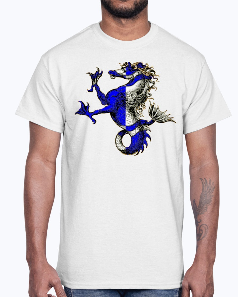 Men's Gildan Ultra Cotton T-Shirt .Atlantia heraldic seahorse