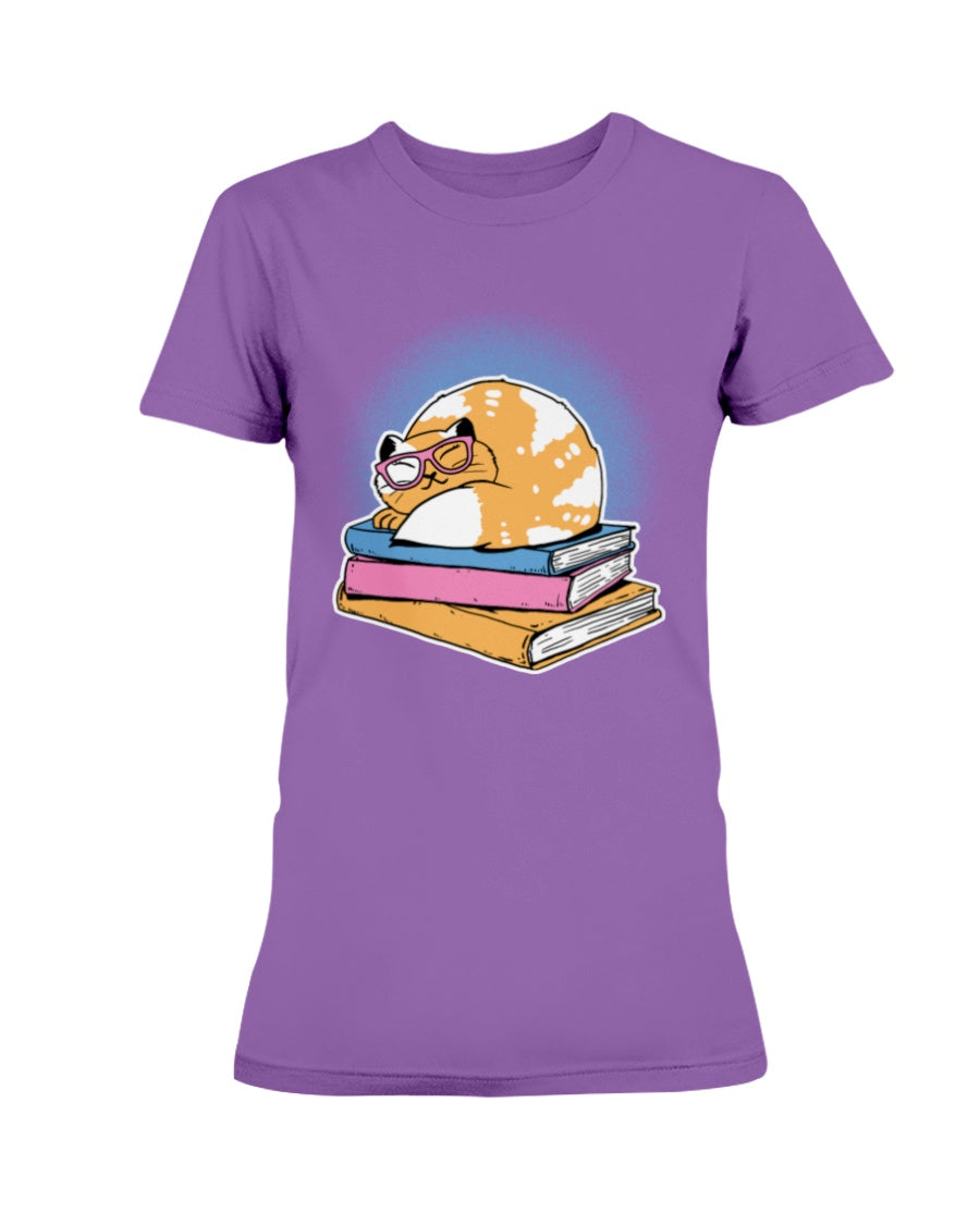 Gildan Ladies Missy T-Shirt Cat and Books