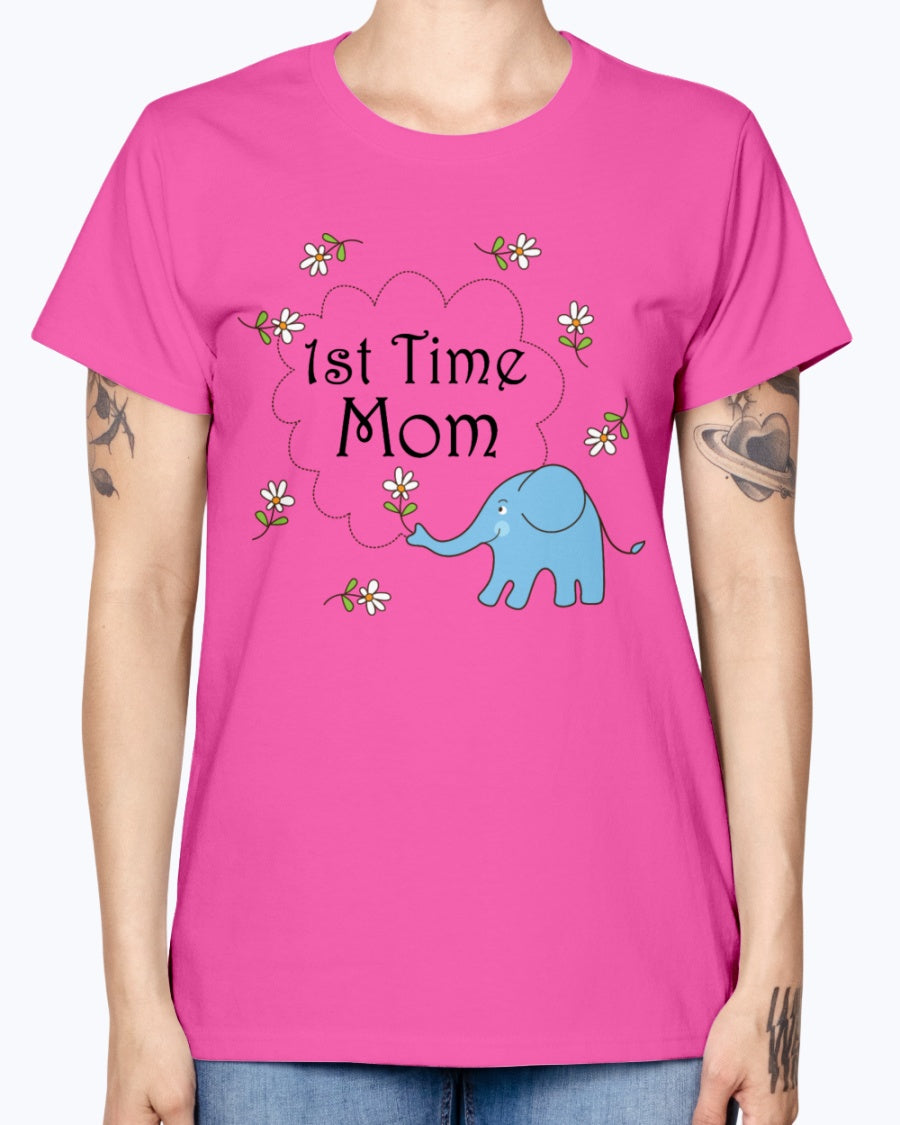Gildan Ladies Missy T-Shirt   1st Time Mom Maternity