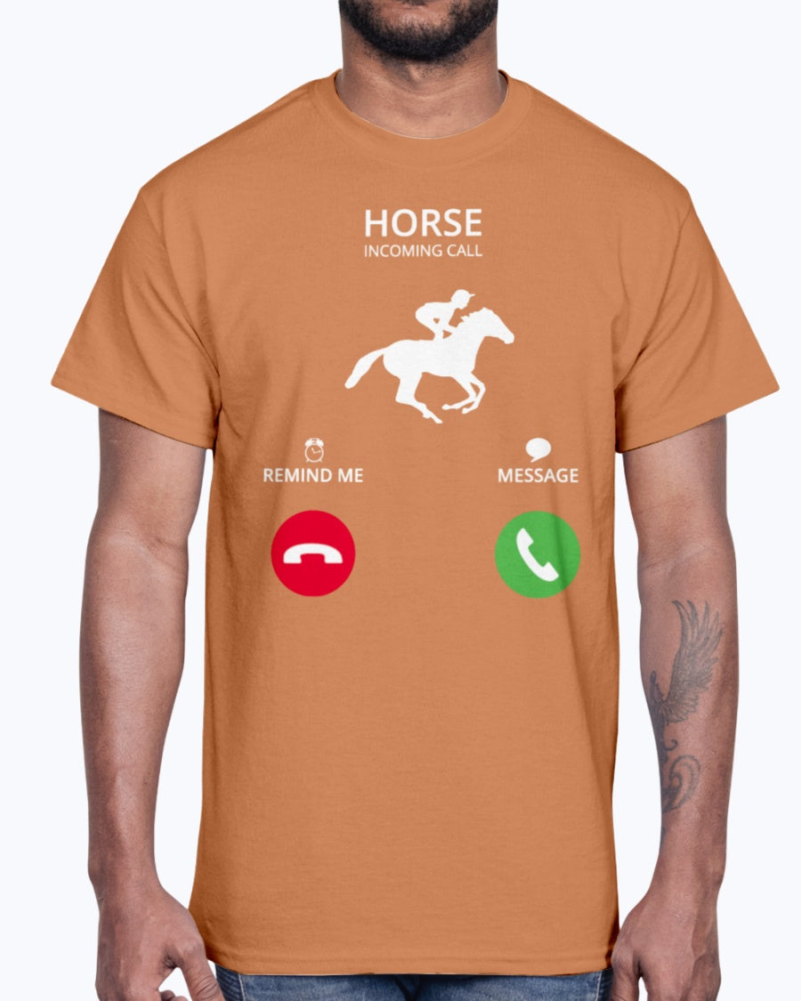 Men's Gildan Ultra Cotton T-Shirt .Call mobile anruf horsewoman riding horse