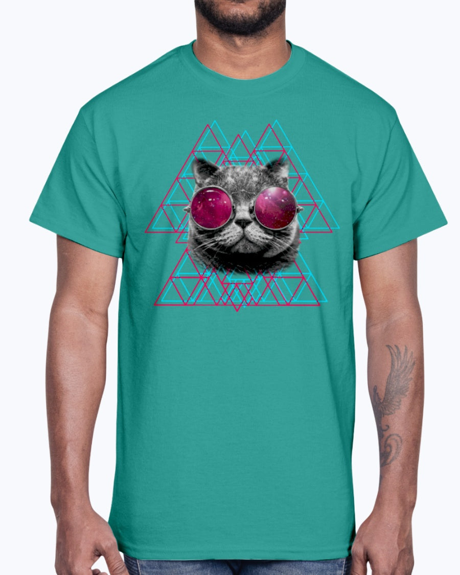 Men's Gildan Ultra Cotton T-Shirt  3D Space Cat  (Mens)