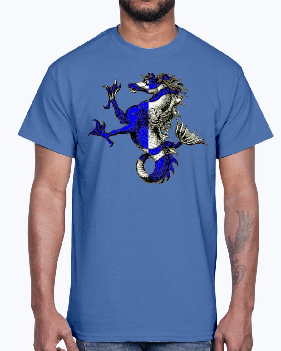 Men's Gildan Ultra Cotton T-Shirt .Atlantia heraldic seahorse