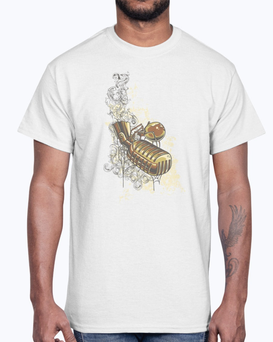 Men's Gildan Ultra Cotton T-Shirt 11 Light coloros       Golden microphone,  design-683