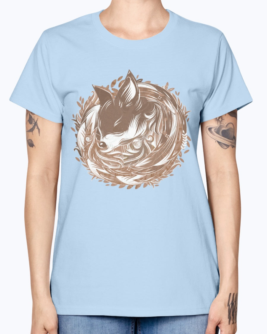 Gildan Ladies Missy T-Shirt 16 colors  A fox at the Burrow