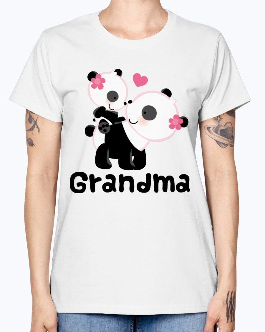 Gildan Ladies Missy T-Shirt. Grandma Gift (Panda) Women's