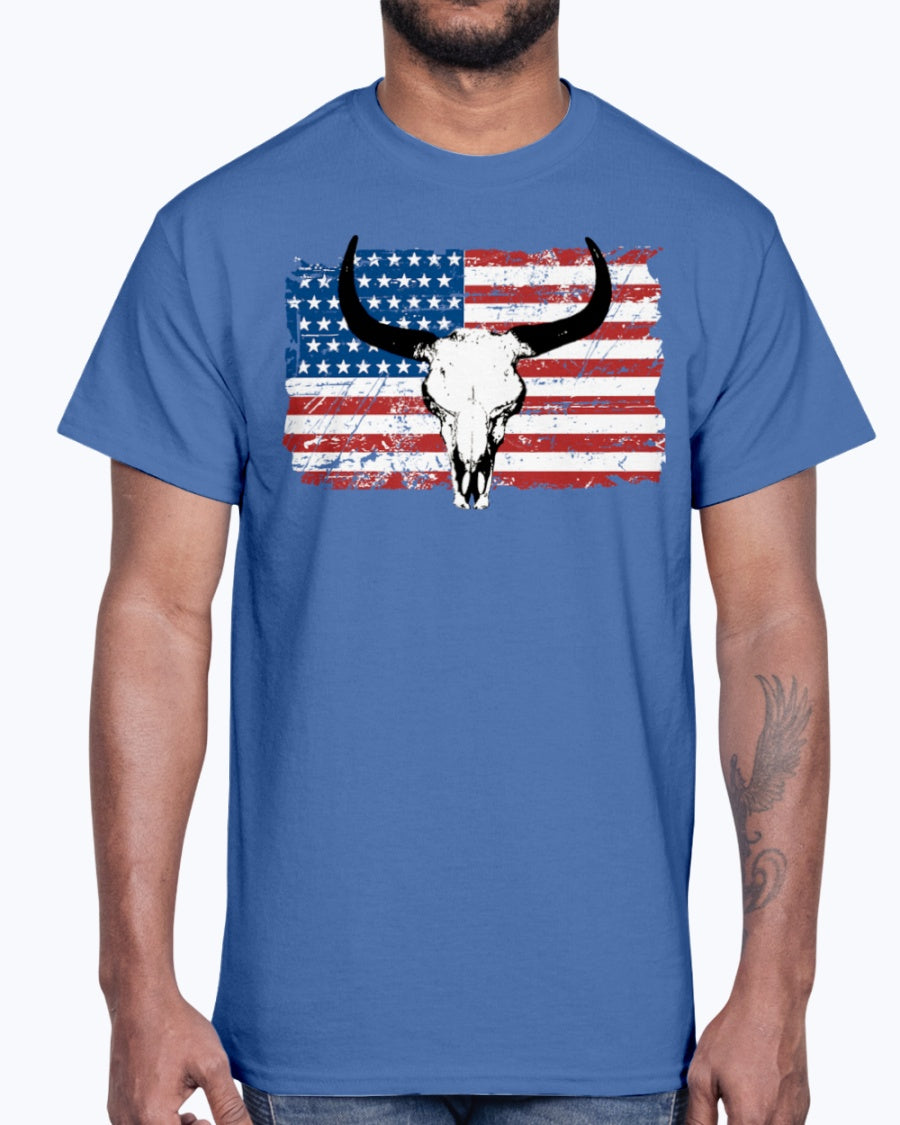 Men's Gildan Ultra Cotton T-Shirt 12 Dark colors   Buffalo USA Flag