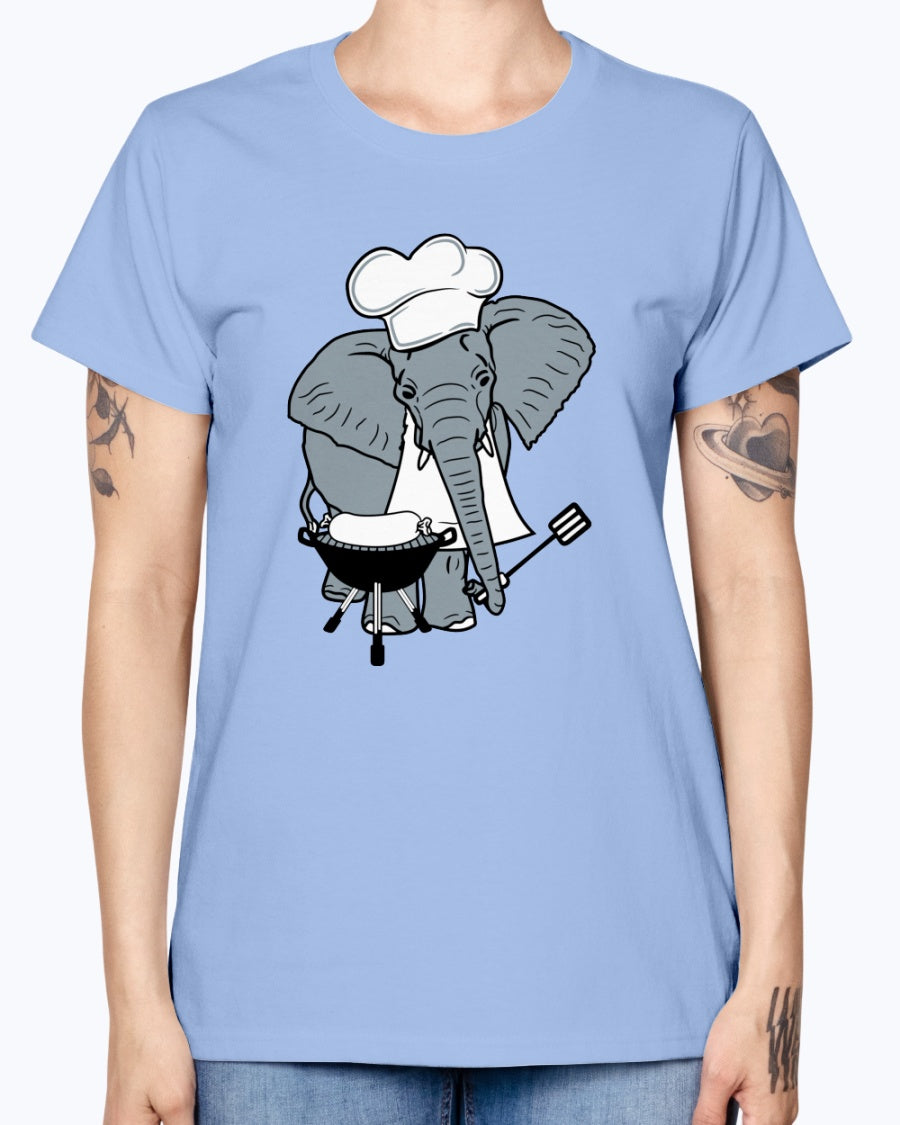 Gildan Ladies Missy T-Shirt   Cook,  grill,  hat, elephant