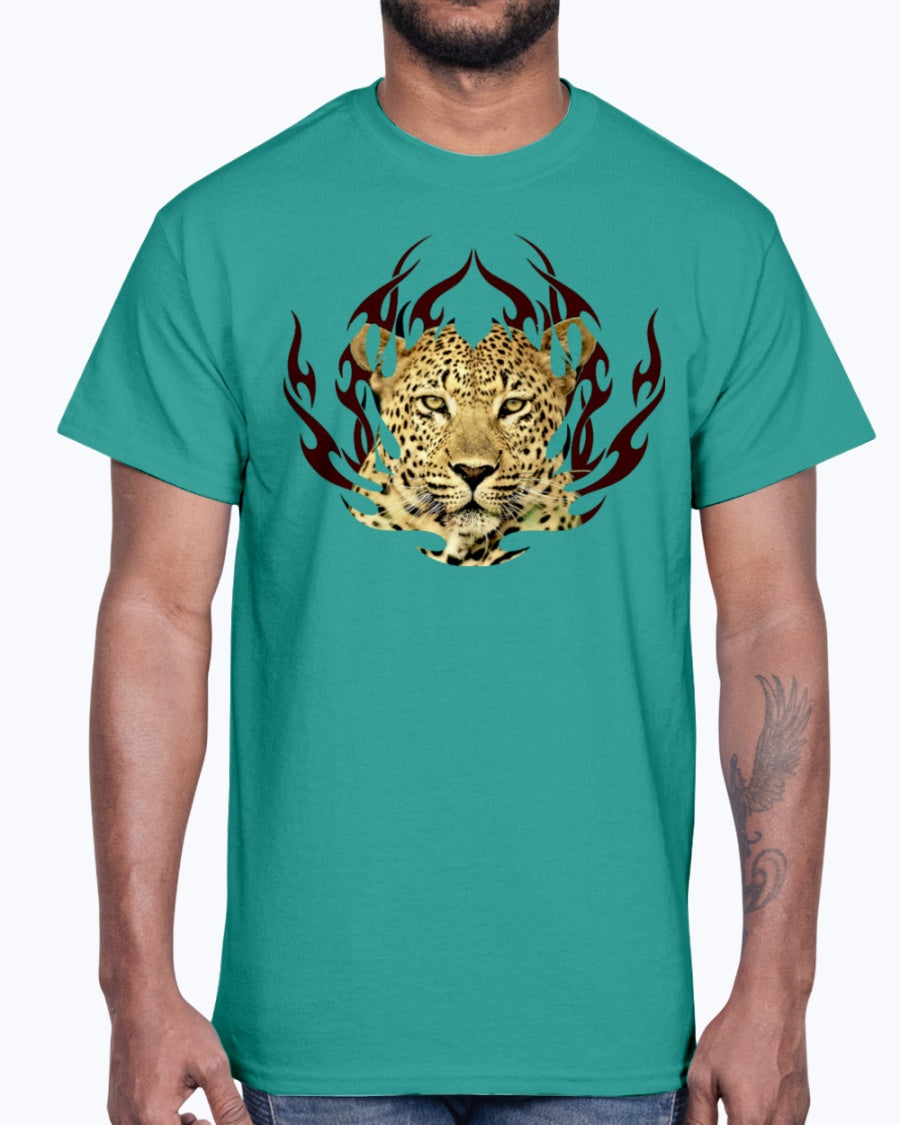 Men's Gildan Ultra Cotton T-Shirt 12 Dark colors.  Leopard
