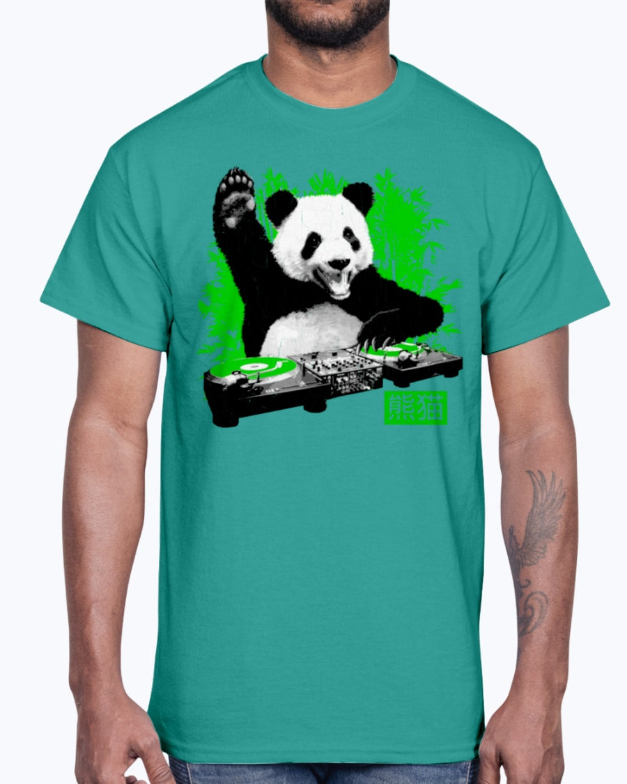Men's Gildan Ultra Cotton T-Shirt  DJ Panda (vintage distressed look)