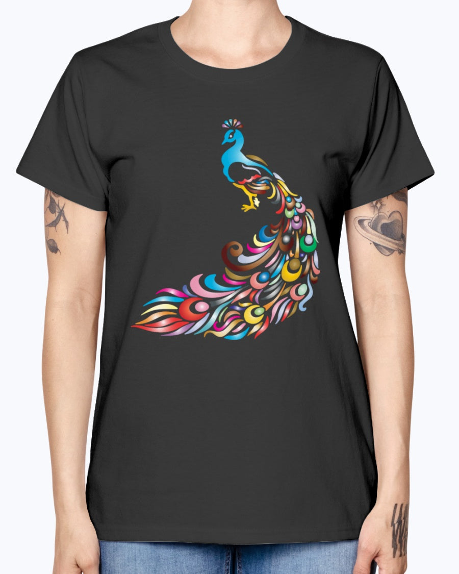 Gildan Ladies Missy T-Shirt 16 colors         Chromatic Peacock 2 No Background
