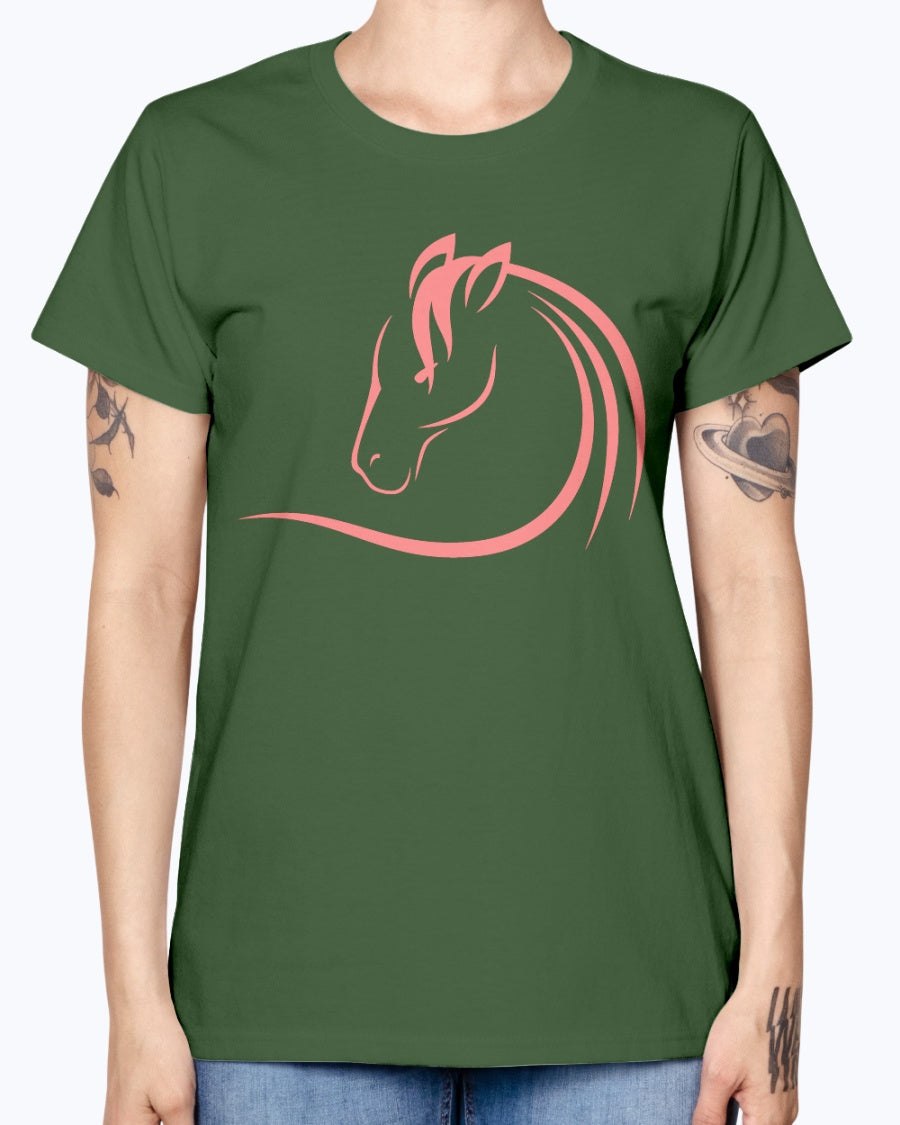 Gildan Ladies Missy T-Shirt . Horse head