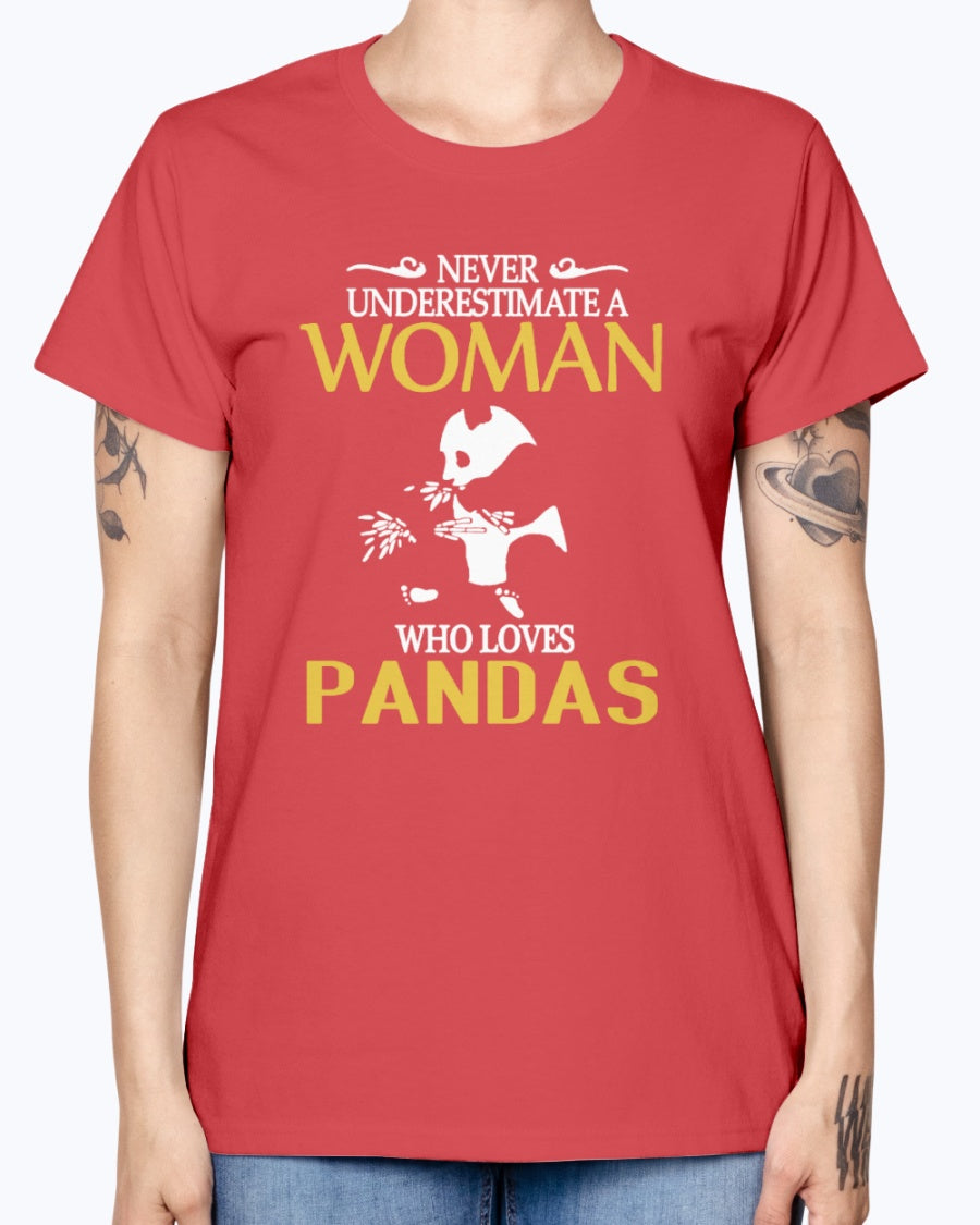 Gildan Ladies Missy T-Shirt . Women Pandas Shirt