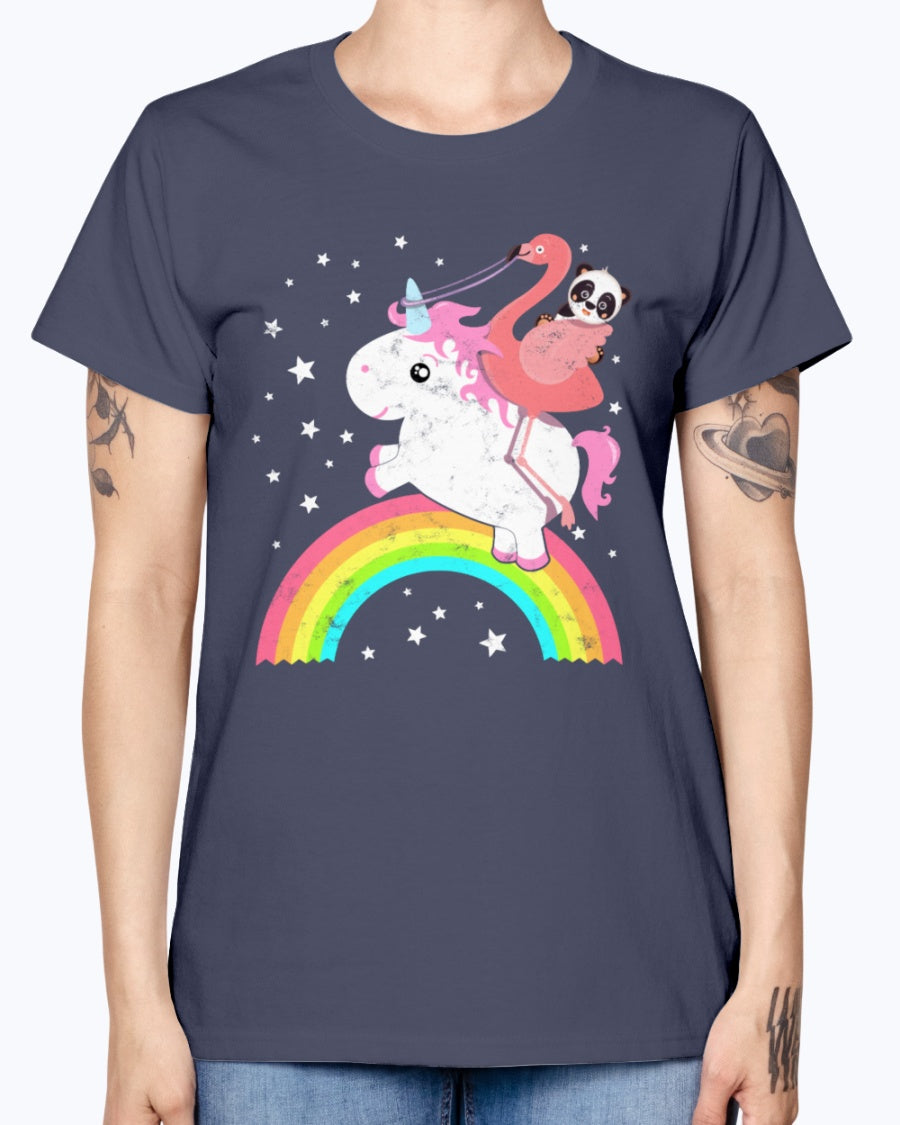Gildan Ladies Missy T-Shirt  Cute Funny Unicorn Flamingo Panda Rainbow