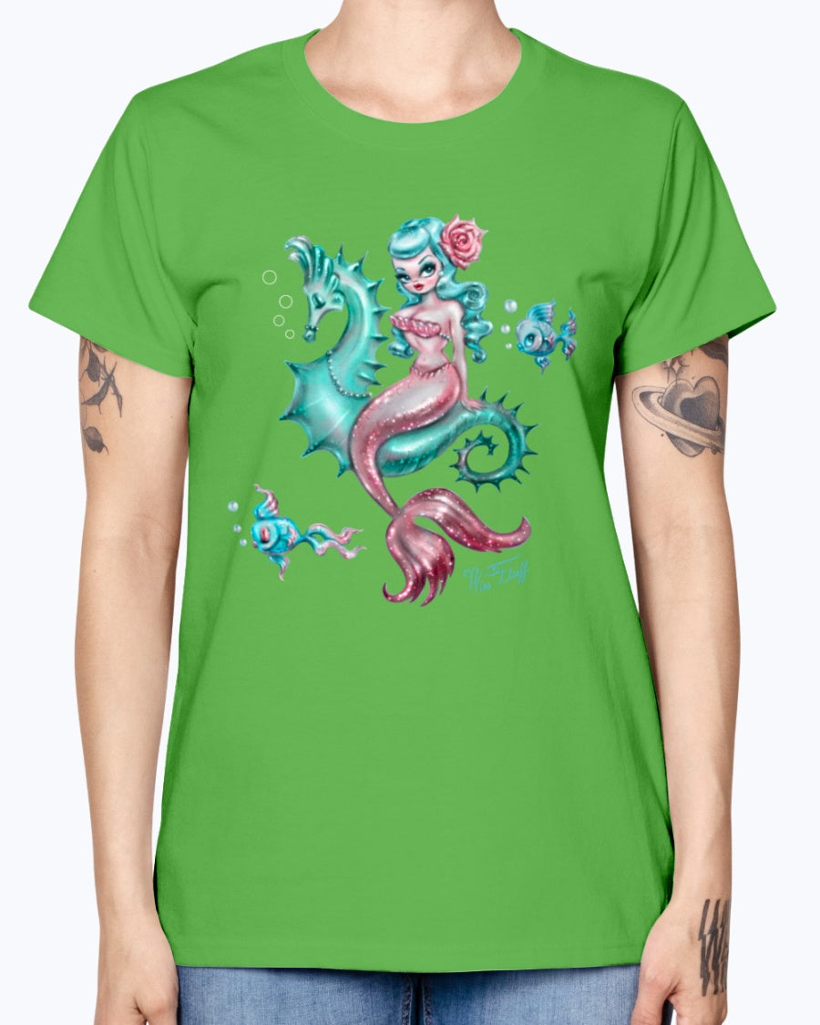 Gildan Ladies Missy T-Shirt. Mysterious Mermaid Tanks