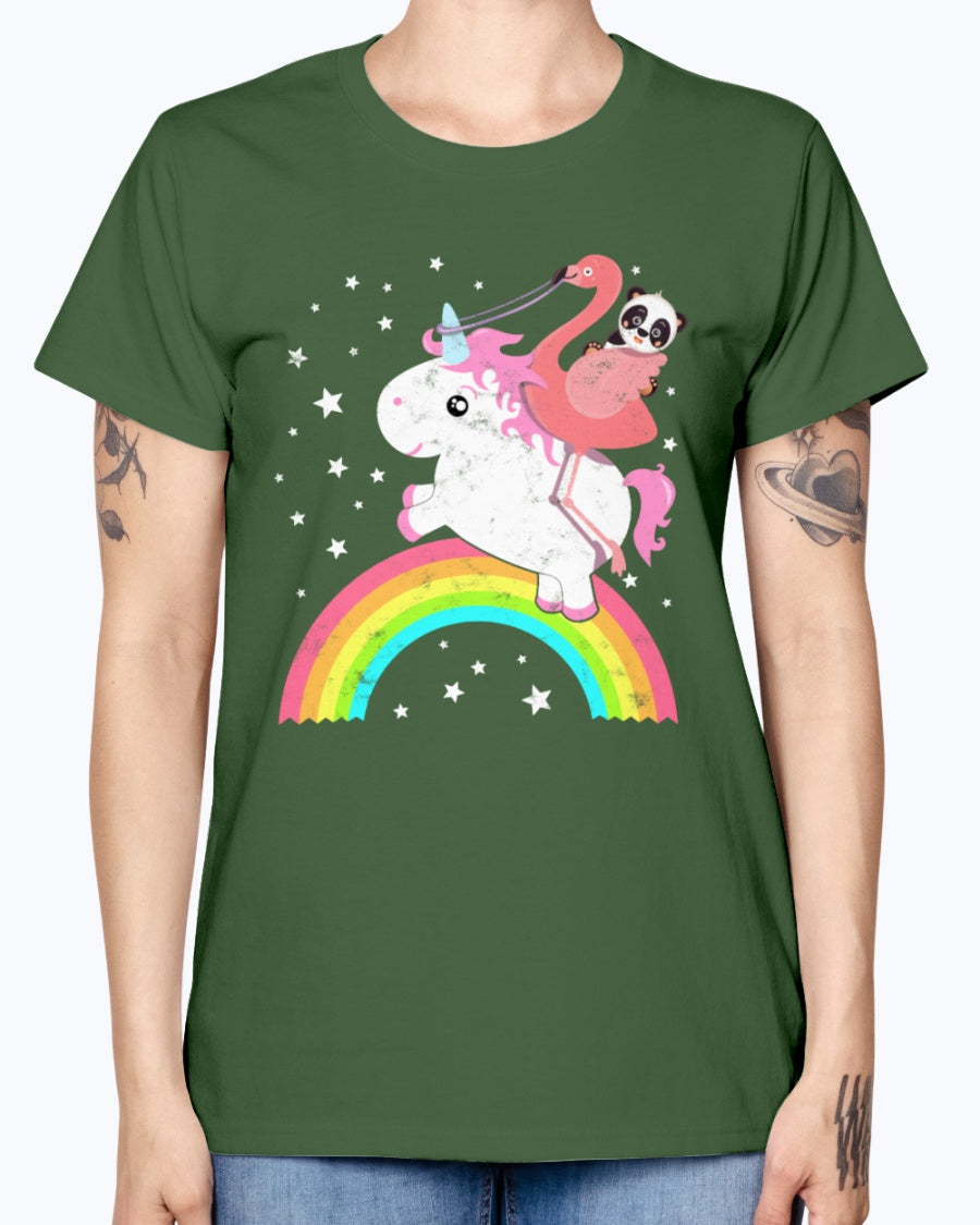 Gildan Ladies Missy T-Shirt  Cute Funny Unicorn Flamingo Panda Rainbow